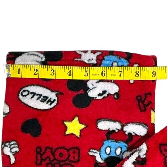 Disney Mickey Mouse Pajama Bottom Sleep Pant Plush Fleece Drawstring Red Women M - Picture 5 of 16